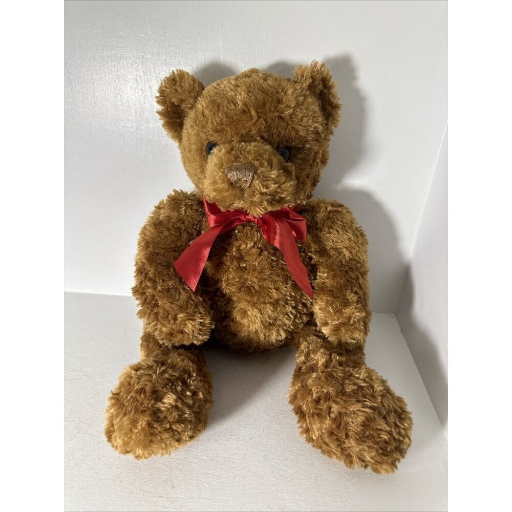 TEDDY BEAR ANIMAL ALLEY TOYS R US 2010 BROWN BEAR RED BOW 18 In